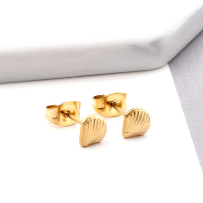 Sculpted Shell Stud Earrings — detail view 1