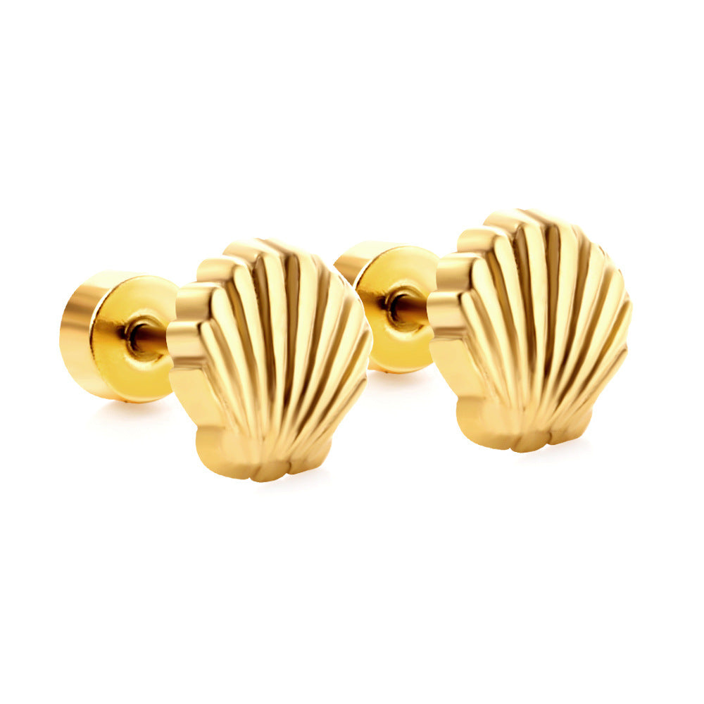 Sculpted Shell Stud Earrings — detail view 4