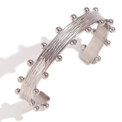 Sculptural Stainless Steel Cuff Bracelet — detail view 4