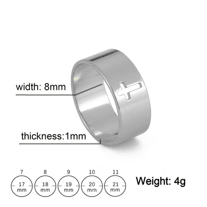 Hollow Cross Stainless Steel Ring — detail view 8