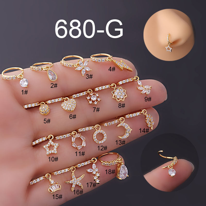 Zircon Drop Nose Ring Collection — detail view 1