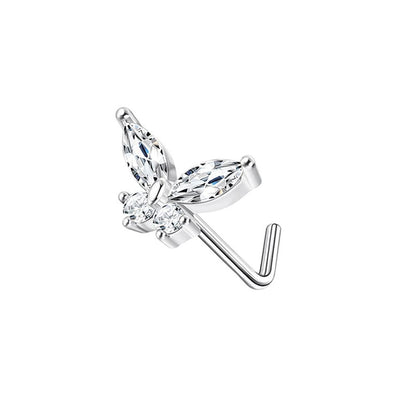 Zircon Heart & Butterfly Nose Stud Set — detail view 5